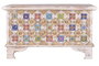 GINER Y COLOMER - Coffre de rangement en bois de manguier massif avec détails en céramique et bronze, finition blanc vieilli - 80 x 40 x 45 cm